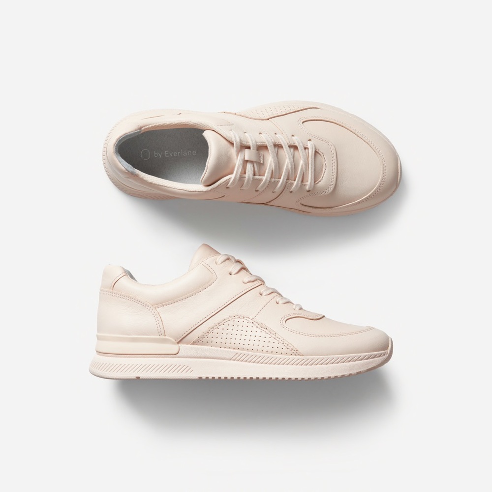 Everlane The Trainer Leather Sneaker in Blush Size 6